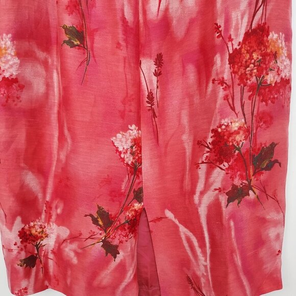 Lafayette 148 Linen/Silk Floral Pink Pencil Skirt Size 14 - Picture 6 of 10